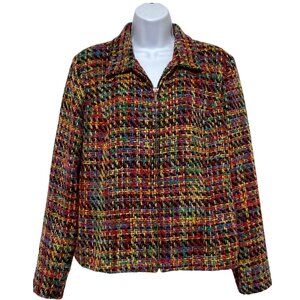 Women's Large Zipper Jacket Long Sleeve Multi-Color Design-Christopher & Banks